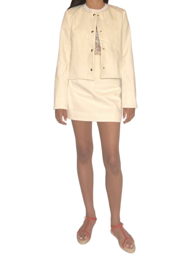 cropped snap jacket red/white bouclé – Suzanne Rae