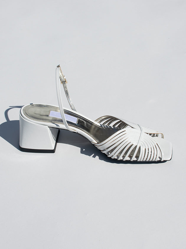 Suzanne Rae 70s Strappy Sandal Spazzolato White